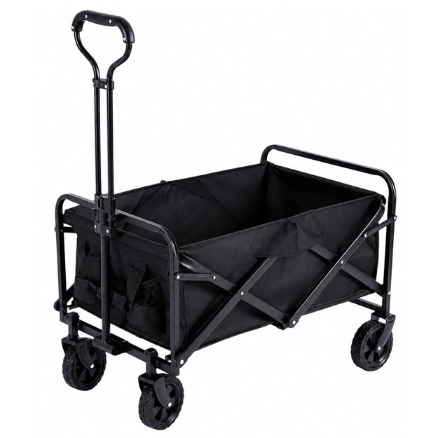 Foldable Garden Beach Transport Cart Black 120L