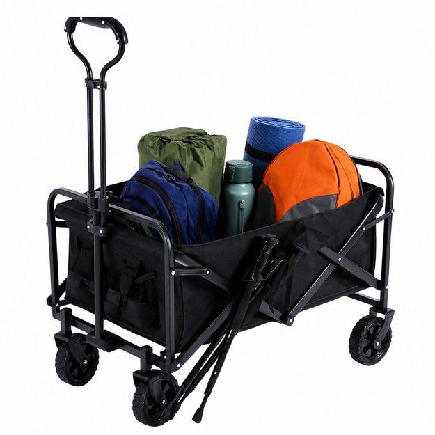 Foldable Garden Beach Transport Cart Black 120L