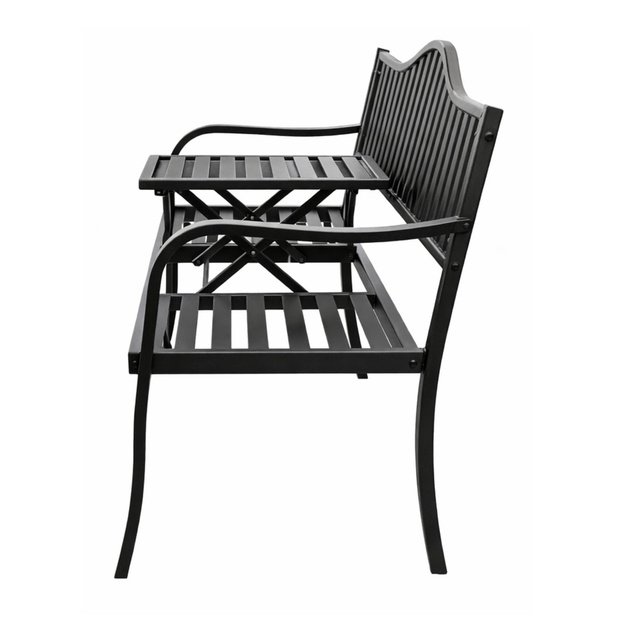 Garden Bench Terrace Garden Metal 2-3 Seater Table Black 150 cm