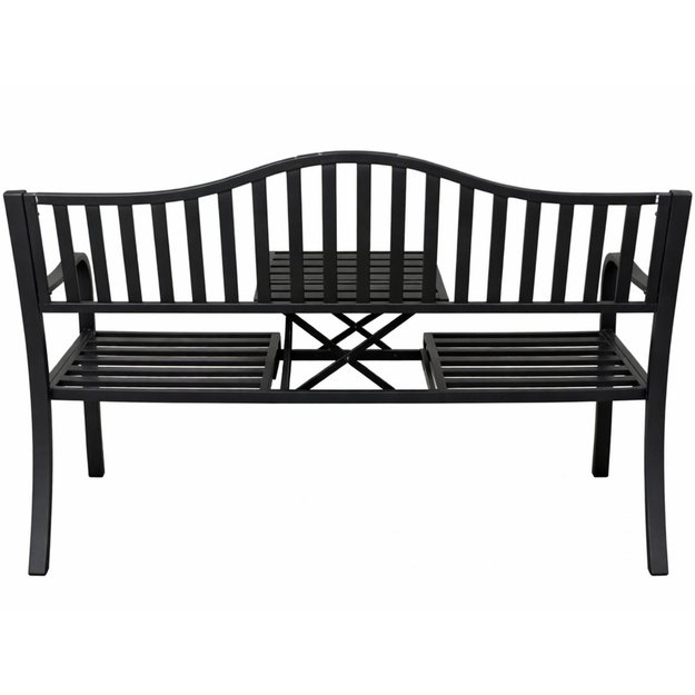 Garden Bench Terrace Garden Metal 2-3 Seater Table Black 150 cm