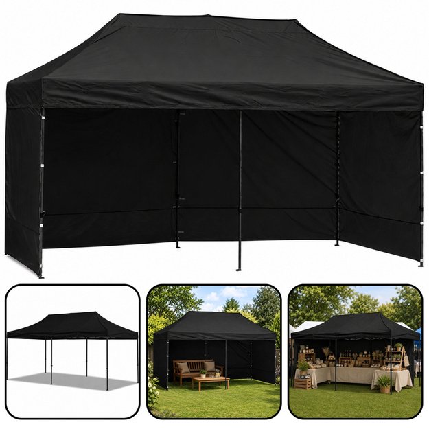 Express Garden Tent Catering Commercial Pavilion Black 3x6 M