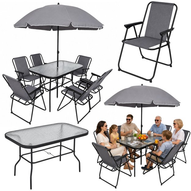 Garden Furniture Set Table Chairs Metal Umbrella For Balcony Terrace Garden