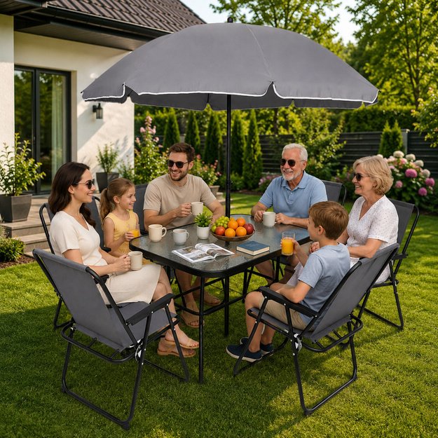 Garden Furniture Set Table Chairs Metal Umbrella For Balcony Terrace Garden