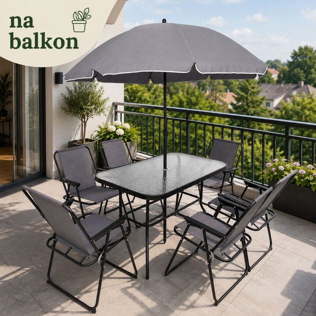 Garden Furniture Set Table Chairs Metal Umbrella For Balcony Terrace Garden