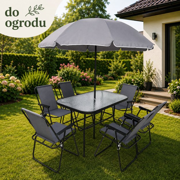 Garden Furniture Set Table Chairs Metal Umbrella For Balcony Terrace Garden