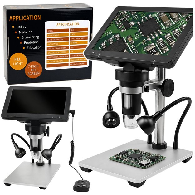 Educational Digital Microscope Remote Control Wired 1200X LCD 7 INCH HD Camera