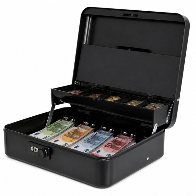 Metal Code Box for Money, Banknotes, Documents, Black