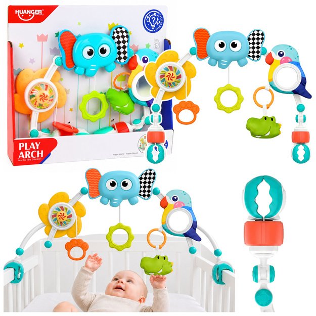 Sensory Arch with Elephant for Crib, Car Seat, Stroller, Mirror, Rattle