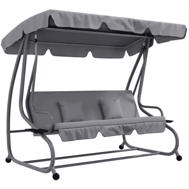 Four-person Garden Swing Rocking Chair Freestanding Canopy Gray