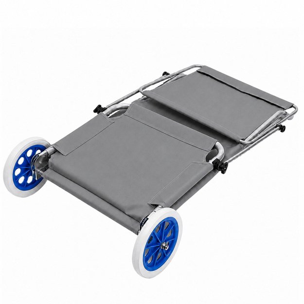 Garden Beach Deckchair on Wheels with Folding Canopy, Aluminum, Gray