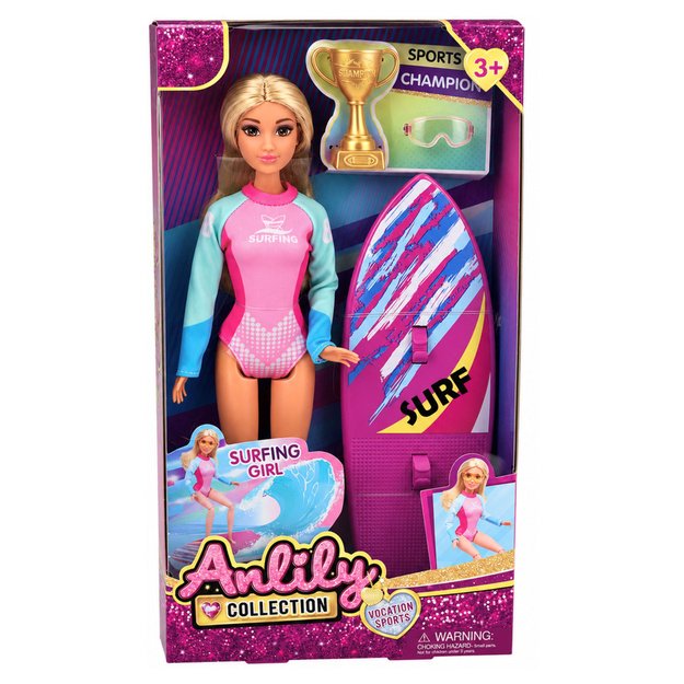Anlily Surfer Doll in Wetsuit with Surfboard Accessories Set