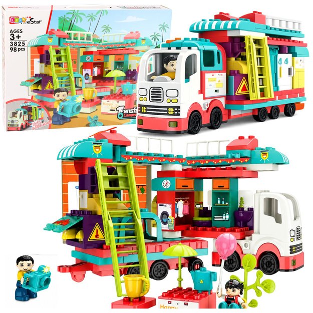 Folding Camper Construction Bricks Figures Lights Sounds 98 pcs.