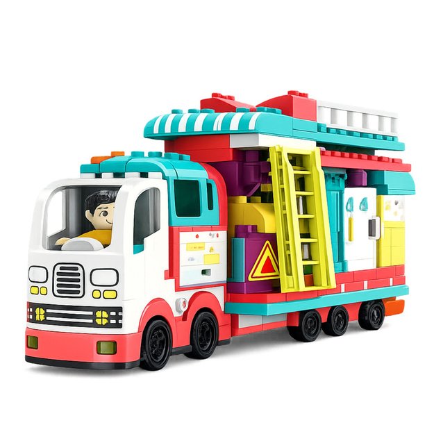 Folding Camper Construction Bricks Figures Lights Sounds 98 pcs.
