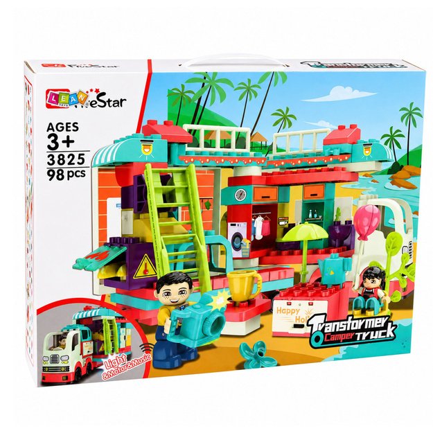 Folding Camper Construction Bricks Figures Lights Sounds 98 pcs.