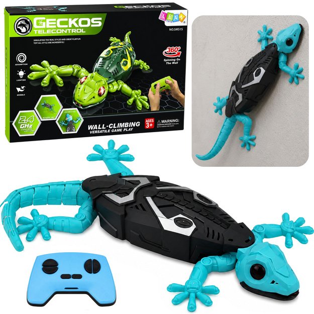 RC Gecko Lizard sieninis laipiojimo žaislas 360° mėlynas