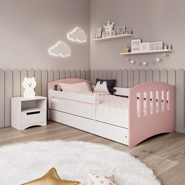 Bed classic 1 mix pale pink without drawer without mattress 140/80