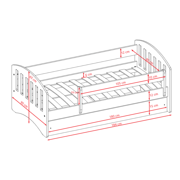Lova classic 1 mėlyna su stalčiumi be čiužinio 180/80 5