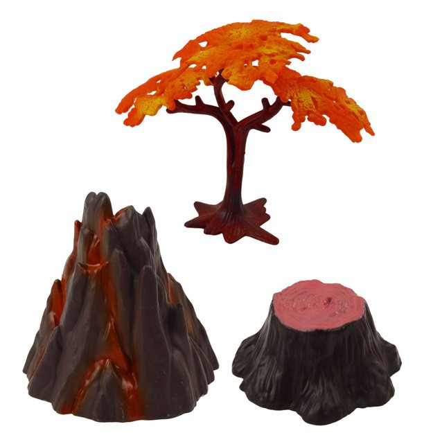 Set of Realistic Dinosaurs Volcano Tree Figurines 6pcs 2