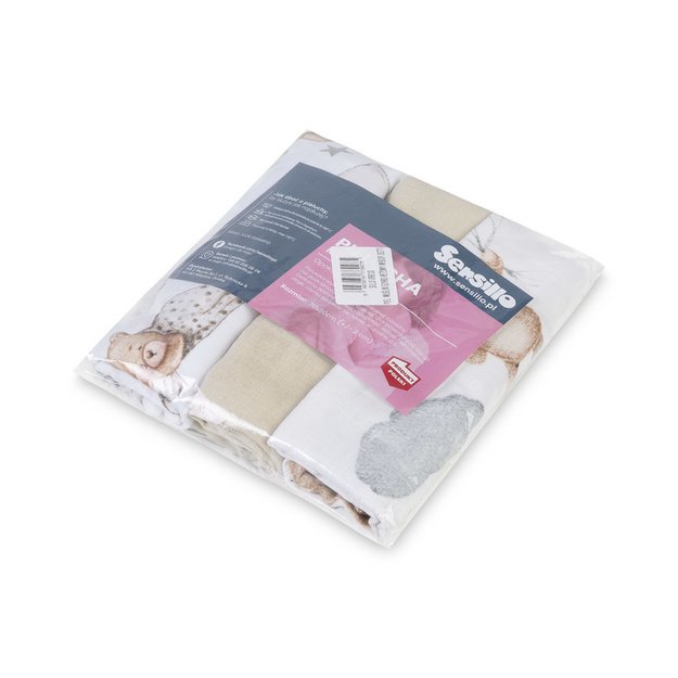 Muslin Diaper Grey-Beige Sleepy Bear (Pack - 3 pcs)