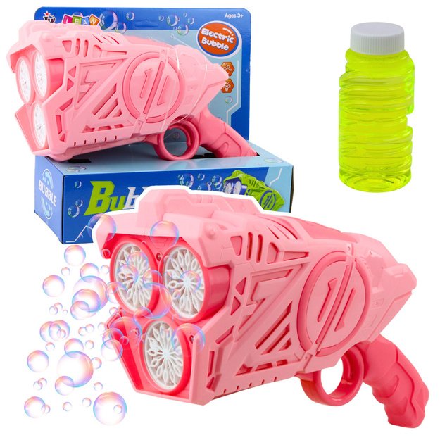 Battery Operated Bubble Gun LED Lights Pink