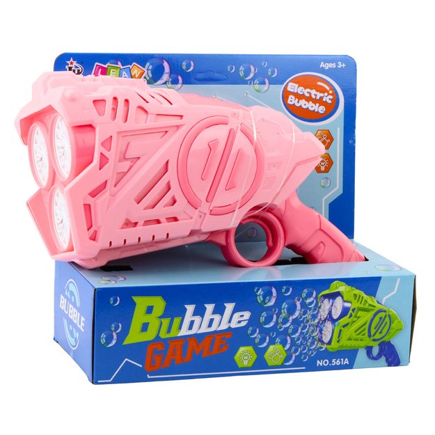 Battery Operated Bubble Gun LED Lights Pink 3