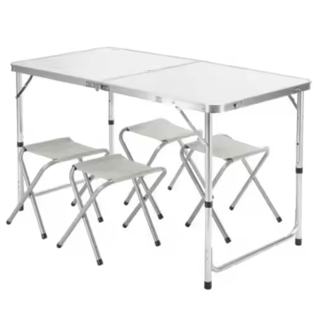 Folding Camping Table Set 4 Chairs Gray 4