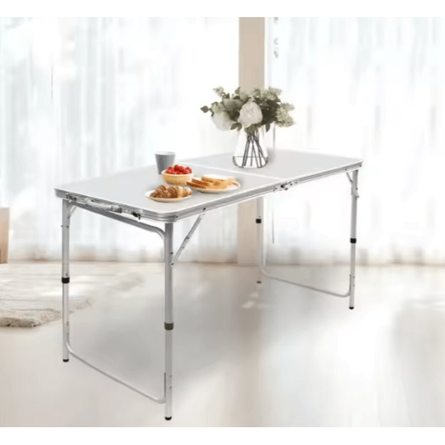 Folding Camping Table Set 4 Chairs Gray 8