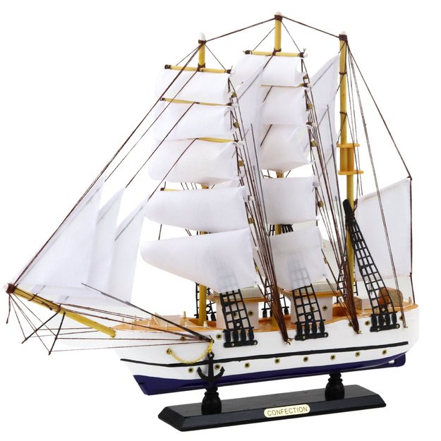 Collectible Decorative Model Sailing Ship Frigate White 49x43cm 1