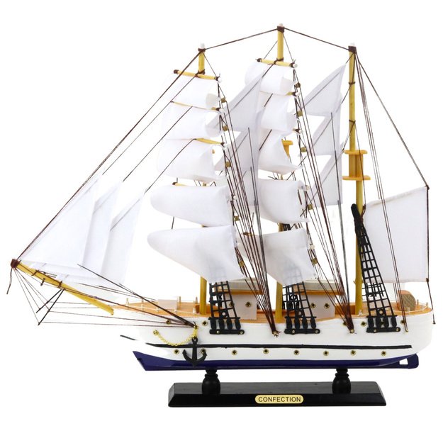 Collectible Decorative Model Sailing Ship Frigate White 49x43cm 2
