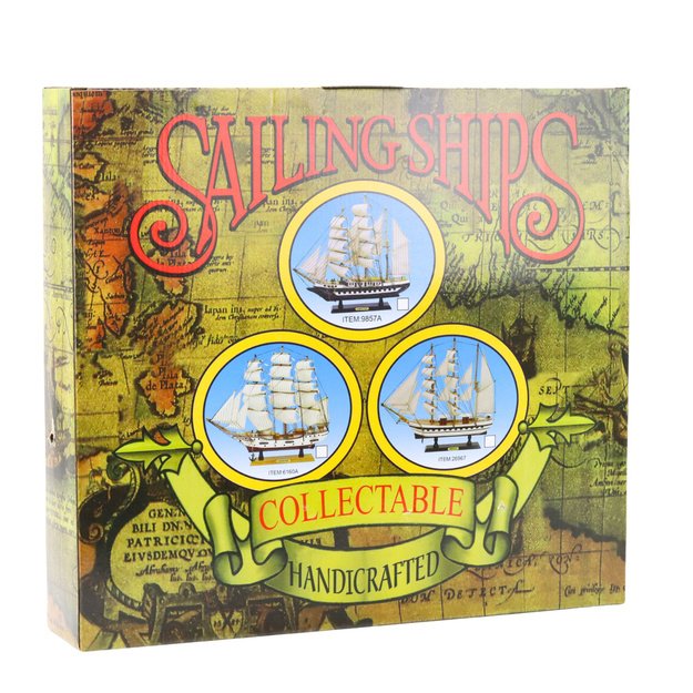 Collectible Decorative Model Sailing Ship Frigate White 49x43cm 3