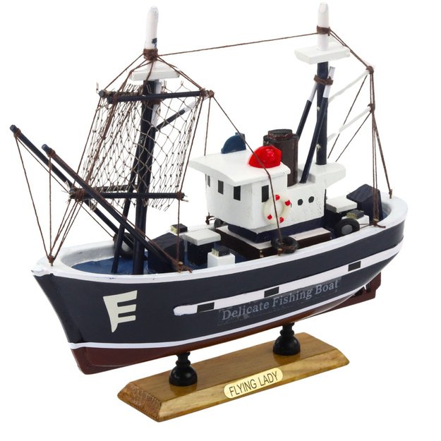 Collectible Decorative Model Fishing Boat Flying Lady 24x23cm 1