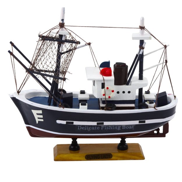 Collectible Decorative Model Fishing Boat Flying Lady 24x23cm 2