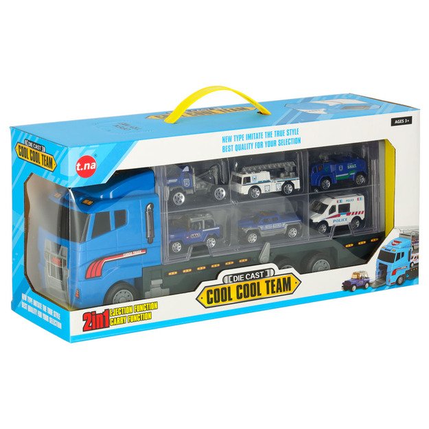 Transporterio sunkvežimis TIR paleidimo įrenginys + metaliniai policijos automobiliai 45