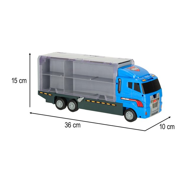 Transporterio sunkvežimis TIR paleidimo įrenginys + metaliniai policijos automobiliai 44
