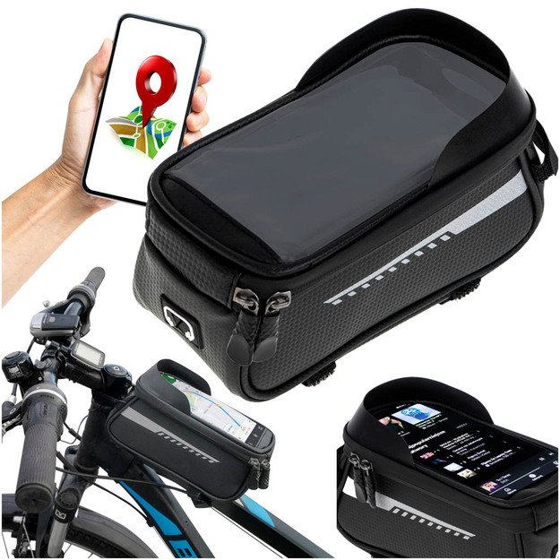 Dviračių krepšys pannier vandeniui atsparus telefono laikiklis 28