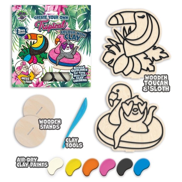 Splat Planet kūrybinis modelino rinkinys su mediniais Tropikų gyvūnais 2