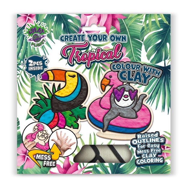 Splat Planet kūrybinis modelino rinkinys su mediniais Tropikų gyvūnais