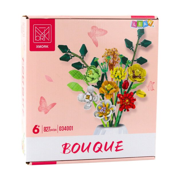 Construction Blocks Decorative Bouquet of Colorful Flowers 827 pcs. 2