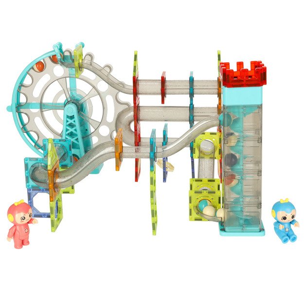 Magnetinių plytų marmuro kamuolio takelis su garso muzika 118 elementų 2