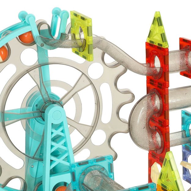 Magnetinių plytų marmuro kamuolio takelis su garso muzika 118 elementų 3