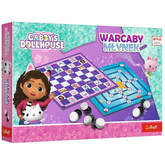 Gabby s Dollhouse Trefl 02800 Checkers and Mill Game