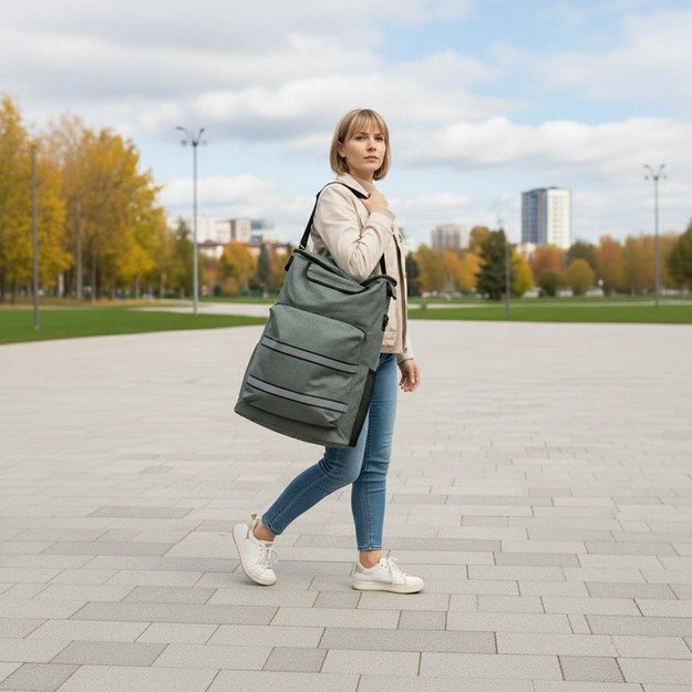 Vežimėlis pirkinių krepšys ant ratukų su rėmu 100 cm pilkos spalvos 16