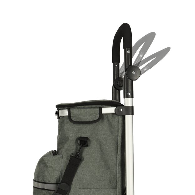 Vežimėlis pirkinių krepšys ant ratukų su rėmu 100 cm pilkos spalvos 8