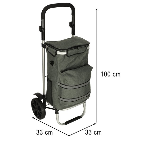 Vežimėlis pirkinių krepšys ant ratukų su rėmu 100 cm pilkos spalvos 13