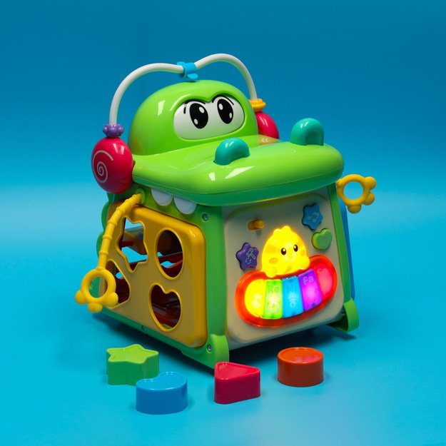 Edukacinis rūšiavimo kubas su pianinu krokodilu 4in1 7