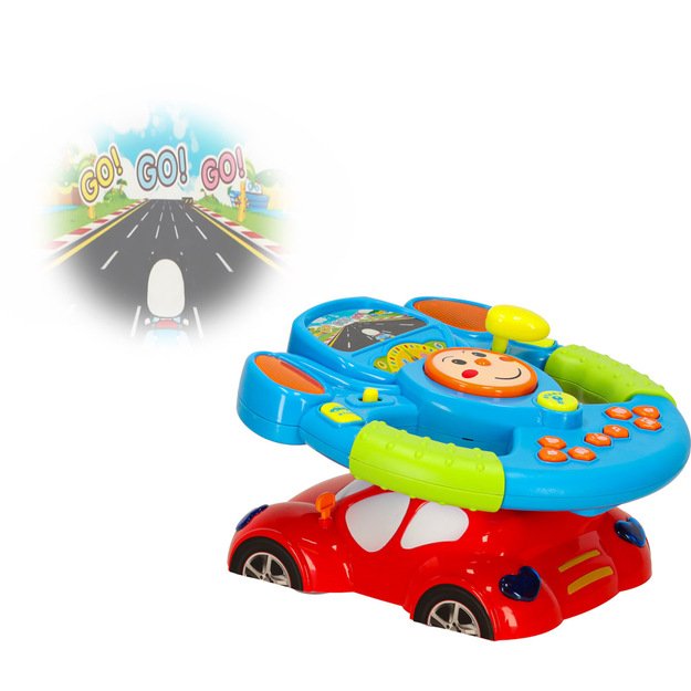 Interaktyvus vairo vairo vairas vaikams žaislinis simuliatorius muzika garsai šviesos projektorius 7