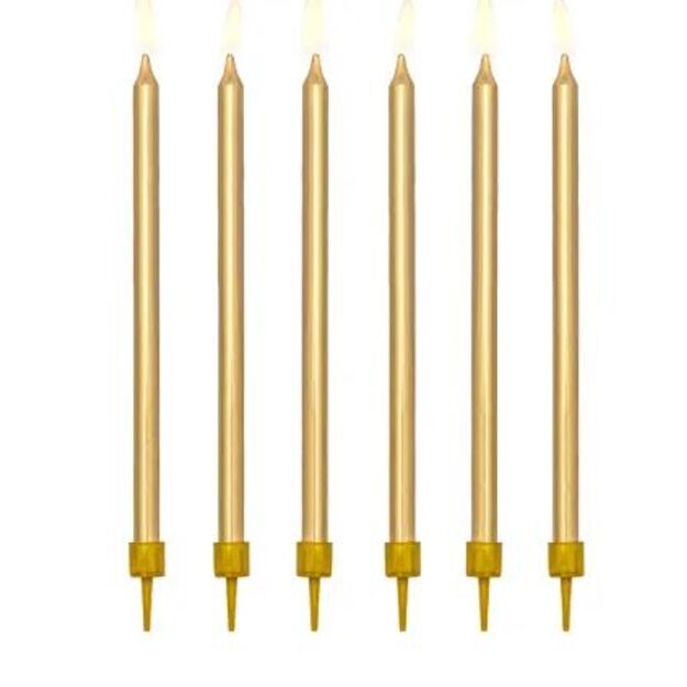 Birthday candles plain gold 12 pcs. 12.5 cm