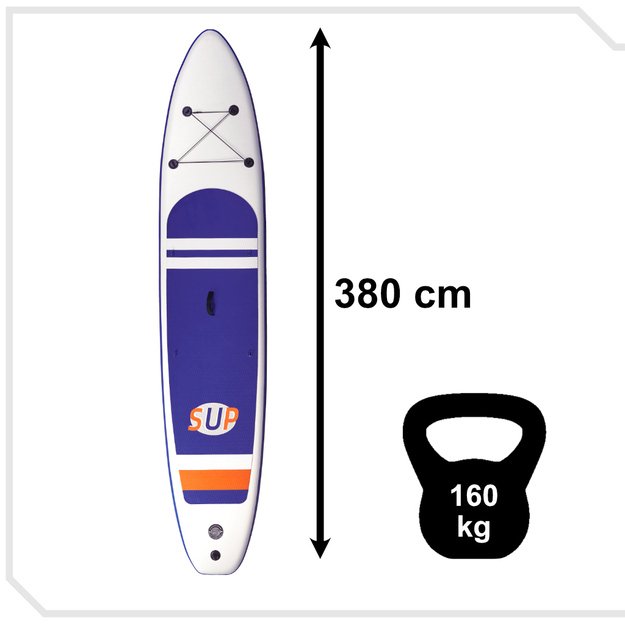 Pripučiama irklentė su priedais SUP 380cm (mėlyna)