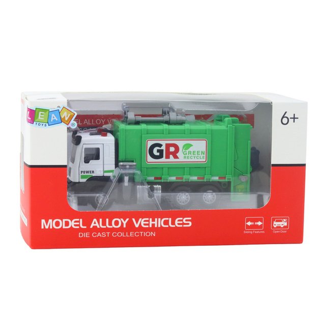 Garbage Truck with Motor 4 Garbage Bins Lights Sounds Green 3