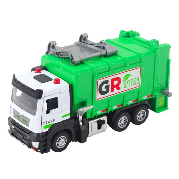Garbage Truck with Motor 4 Garbage Bins Lights Sounds Green 1